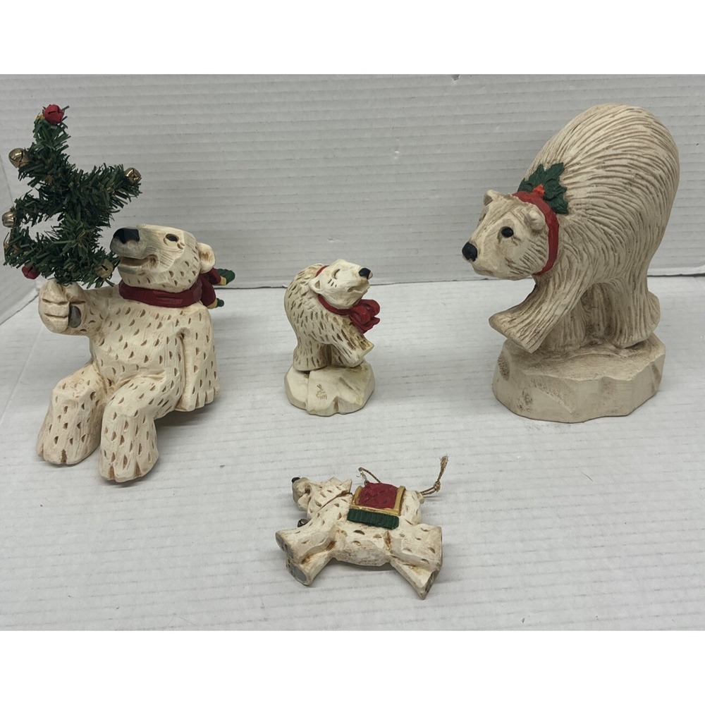 David Frykman Polar Bear Figure lot of 4 Shelf Sitter Ornament Vintage 1990's